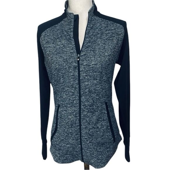 FootJoy FJ Wms Sz Small Heather Gray Black Fitted Golf Full Zipp Athletic Jacket - Picture 1 of 6